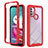 Silicone Transparent Frame Case Cover 360 Degrees for Motorola Moto G30 Red