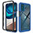 Silicone Transparent Frame Case Cover 360 Degrees for Motorola Moto G42 Blue