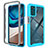 Silicone Transparent Frame Case Cover 360 Degrees for Motorola Moto G42 Cyan