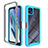 Silicone Transparent Frame Case Cover 360 Degrees for Motorola Moto G50 5G Cyan