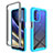 Silicone Transparent Frame Case Cover 360 Degrees for Motorola Moto G51 5G Cyan