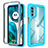 Silicone Transparent Frame Case Cover 360 Degrees for Motorola MOTO G52 Cyan