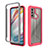 Silicone Transparent Frame Case Cover 360 Degrees for Motorola Moto G60 Hot Pink