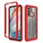 Silicone Transparent Frame Case Cover 360 Degrees for Motorola Moto G60 Red