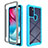 Silicone Transparent Frame Case Cover 360 Degrees for Motorola Moto G60s Cyan