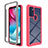 Silicone Transparent Frame Case Cover 360 Degrees for Motorola Moto G60s Hot Pink