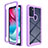 Silicone Transparent Frame Case Cover 360 Degrees for Motorola Moto G60s Purple