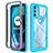 Silicone Transparent Frame Case Cover 360 Degrees for Motorola Moto G71 5G Cyan