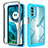 Silicone Transparent Frame Case Cover 360 Degrees for Motorola Moto G82 5G Cyan