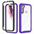 Silicone Transparent Frame Case Cover 360 Degrees for Motorola Moto One Fusion Plus Purple