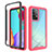 Silicone Transparent Frame Case Cover 360 Degrees JX2 for Samsung Galaxy A52 4G Hot Pink