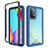 Silicone Transparent Frame Case Cover 360 Degrees JX2 for Samsung Galaxy A52s 5G Blue and Black