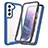 Silicone Transparent Frame Case Cover 360 Degrees M01 for Samsung Galaxy S21 5G Blue