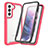 Silicone Transparent Frame Case Cover 360 Degrees M01 for Samsung Galaxy S22 5G Hot Pink