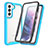 Silicone Transparent Frame Case Cover 360 Degrees M01 for Samsung Galaxy S22 5G Sky Blue