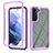 Silicone Transparent Frame Case Cover 360 Degrees M02 for Samsung Galaxy S21 5G Purple