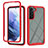 Silicone Transparent Frame Case Cover 360 Degrees M02 for Samsung Galaxy S22 5G Red