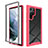 Silicone Transparent Frame Case Cover 360 Degrees M02 for Samsung Galaxy S22 Ultra 5G Hot Pink