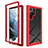 Silicone Transparent Frame Case Cover 360 Degrees M02 for Samsung Galaxy S22 Ultra 5G Red