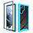 Silicone Transparent Frame Case Cover 360 Degrees M02 for Samsung Galaxy S22 Ultra 5G Sky Blue