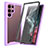 Silicone Transparent Frame Case Cover 360 Degrees M03 for Samsung Galaxy S21 Ultra 5G Purple