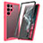 Silicone Transparent Frame Case Cover 360 Degrees M03 for Samsung Galaxy S22 Ultra 5G Hot Pink