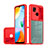 Silicone Transparent Frame Case Cover 360 Degrees QW1 for Xiaomi Redmi 10 India Red