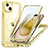 Silicone Transparent Frame Case Cover 360 Degrees with Mag-Safe Magnetic T01 for Apple iPhone 14 Gold