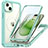 Silicone Transparent Frame Case Cover 360 Degrees with Mag-Safe Magnetic T01 for Apple iPhone 14 Plus Green