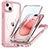 Silicone Transparent Frame Case Cover 360 Degrees with Mag-Safe Magnetic T01 for Apple iPhone 14 Plus Rose Gold