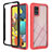 Silicone Transparent Frame Case Cover 360 Degrees YB1 for Samsung Galaxy A51 5G Red