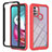 Silicone Transparent Frame Case Cover 360 Degrees YB2 for Motorola Moto G20 Red