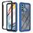 Silicone Transparent Frame Case Cover 360 Degrees YB2 for Motorola Moto G60 Blue