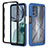 Silicone Transparent Frame Case Cover 360 Degrees YB2 for Motorola Moto G62 5G Blue