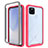 Silicone Transparent Frame Case Cover 360 Degrees ZJ1 for Google Pixel 5 XL 5G Red