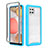 Silicone Transparent Frame Case Cover 360 Degrees ZJ1 for Samsung Galaxy A42 5G Sky Blue