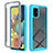 Silicone Transparent Frame Case Cover 360 Degrees ZJ1 for Samsung Galaxy A51 5G Sky Blue