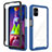 Silicone Transparent Frame Case Cover 360 Degrees ZJ1 for Samsung Galaxy M51 Blue