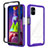 Silicone Transparent Frame Case Cover 360 Degrees ZJ1 for Samsung Galaxy M51 Clove Purple