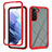 Silicone Transparent Frame Case Cover 360 Degrees ZJ1 for Samsung Galaxy S22 5G Red