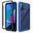 Silicone Transparent Frame Case Cover 360 Degrees ZJ3 for Motorola Moto G Power (2022) Blue
