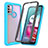 Silicone Transparent Frame Case Cover 360 Degrees ZJ3 for Motorola Moto G10 Sky Blue