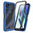 Silicone Transparent Frame Case Cover 360 Degrees ZJ3 for Motorola Moto G50 5G Blue