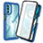 Silicone Transparent Frame Case Cover 360 Degrees ZJ3 for Motorola MOTO G52 Blue