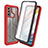 Silicone Transparent Frame Case Cover 360 Degrees ZJ3 for Motorola Moto G60 Red