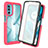 Silicone Transparent Frame Case Cover 360 Degrees ZJ3 for Motorola Moto G82 5G Hot Pink