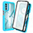 Silicone Transparent Frame Case Cover 360 Degrees ZJ3 for Motorola Moto G82 5G Sky Blue