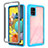 Silicone Transparent Frame Case Cover 360 Degrees ZJ3 for Samsung Galaxy A51 5G Sky Blue