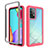 Silicone Transparent Frame Case Cover 360 Degrees ZJ3 for Samsung Galaxy A52 5G Hot Pink
