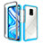 Silicone Transparent Frame Case Cover 360 Degrees ZJ4 for Xiaomi Redmi Note 9S Sky Blue